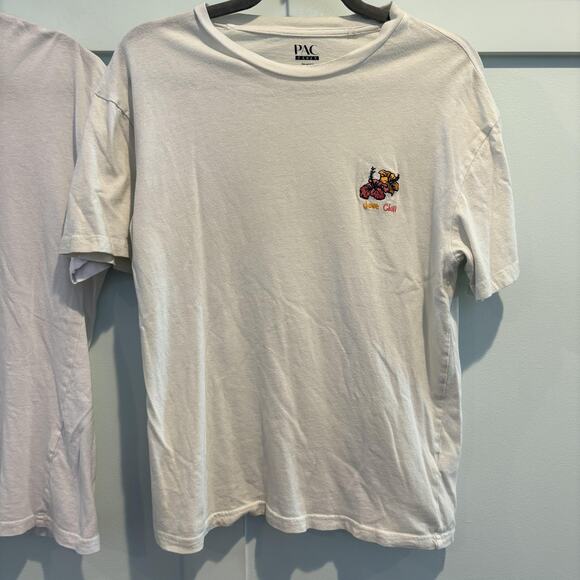 Lot of 2 Pac Cares Shirts Small White Yin Yang Just Chill Floral Graphic Tees - Picture 4 of 16